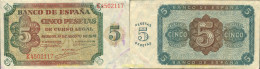 8472 ESPAÑA 1938 5 Pesetas Estado Español Burgos 10 De Agosto De 1938 - Otros & Sin Clasificación