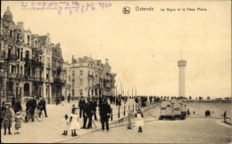 CPA Ostende Ostende Westflandern, La Digue Und Der Alte Leuchtturm - Autres & Non Classés