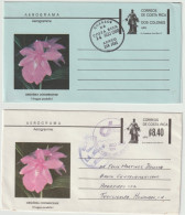 COSTA RICA - 2 Items Aerograma Aerogram - 1980 / 1983 Orquideas Orchids - #512 - Costa Rica