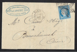 Cachet PARIS LA VILLETTE, Oblitération ETOILE 4 Bureau Rue D'Enghien, 1872, TRES RARE - 1849-1876: Classic Period