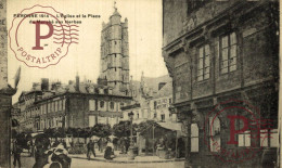 FRANCIA. FRANCE. Péronne - L'église Et La Place Du Marché Aux Herbes - Peronne