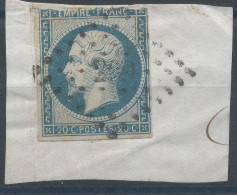 Lot N°83672  N°14A/Fragment, Oblitéré PC 299 BAZOCHES-S-HOENE(59), Indice 17 - 1853-1860 Napoleon III