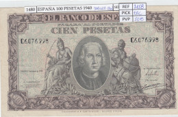 BILLETE ESPAÑA 100 PESETAS 1940 P-118a EBC - Other & Unclassified