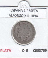 CRE3769 MONEDA ESPAÑA 1 PESETA PLATA ALFONSO XIII 1894 MC - Autres & Non Classés