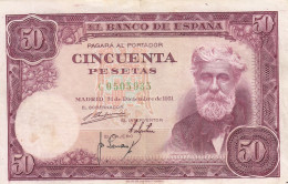 CRBS1305 BILLETE ESPAÑA 50 PESETAS 1951 BC+ - Autres & Non Classés