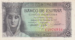 CRBS1294 BILLETE ESPAÑA 5 PESETAS 1943 SIN CIRCULAR - Other & Unclassified