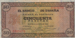 CRBS1303 BILLETE ESPAÑA 50 PESETAS 1938 SERIE D MBC+ - Altri & Non Classificati