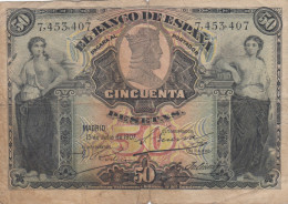 CRBS1299 BILLETE ESPAÑA 50 PESETAS 1907 BC - Otros & Sin Clasificación