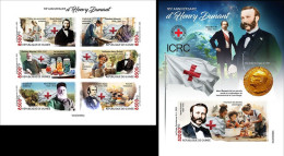 Guinea 2023, Red Cross, 6val In BF +BF IMPERFORATED - Henry Dunant