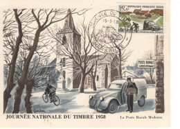 Carte Maxi - Citroen 2CV Fourgonette - La Poste Rural - Journée Du Timbre - Carte Maximum Premier Jour France - Cars