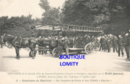 75 Paris Grande Fête Sapeurs Pompiers 1906 Concours De Matériel échelle Magirus , Sapeur Pompier De Calais - Sets And Collections