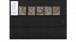 Timbres De France Type "Sage" Numéro 105 Cote 55.00 Euros X 5 - 1876-1898 Sage (Tipo II)