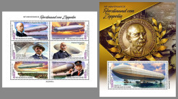 GUINEA REP. 2023 MNH 185 Years Ferdinand Von Zeppelin M/S+S/S – OFFICIAL ISSUE – DHQ2422 - Zeppelines