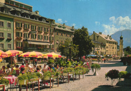 LIENZ, TIROL, ARCHITECTURE, TOWER, CHURCH, TERRACE, UMBRELLA, AUSTRIA, POSTCARD - Lienz