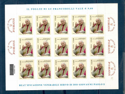 Italia / Repubblica 2011 Beatificazione GP II  Minifogli ** MNH / VF - Feuilles Complètes