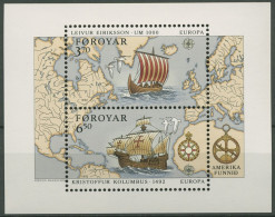 Färöer 1992 500. Jahrestag D. Entdeckung Von Amerika Block 5 Postfrisch (C17505) - Féroé (Iles)