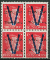 Saulgau (Württemberg) 1945 Freimarke Mit Aufdruck V 4er-Block Postfrisch - Andere & Zonder Classificatie