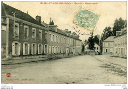 CPA 10   MARCILLY LE  HAYER PLACE DE LA  GENDARMERIE TB ETAT - Marcilly