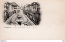 C P A   - 88 - PLOMBIERES LES BAINS -  Les Bains Romains Et La Rue Stanislas - Plombieres Les Bains