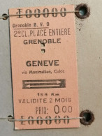 Sncf, Suisse Grenoble Genève Aller Retour - Europe