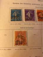 Lot 5 Timbres Semeuse Avec Surcharge - 25c, 50c Et 1fr10 - Used Stamps
