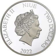 Niue, 2 Dollars, 1 Oz, Queen Elizabeth II, 2022, Argent, FDC - Niue