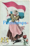 230135 NETHERLANDS HOLLAND ART ARTE HERALDRY WOMAN WITH FLAG POSTAL POSTCARD - Andere & Zonder Classificatie