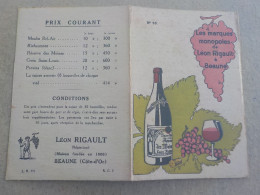 CPA -  AU PLUS RAPIDE  -  BEAUNE - CARTE DOUBLE - VIGNE ET VIN LEON RIGAULT BEAUNE - TARIF DES VINS ET RECIT PLUCITAIRE - Beaune