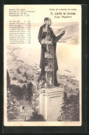 Cartolina Arona, Statue S. Carlo Mit Ausblick Auf Das Tal Und Die Stadt  - Andere & Zonder Classificatie