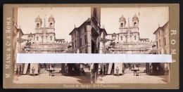 RARA FOTO STEREOSCOPICA - STEREOVIEW - STEREO FOTO - 1899 - ROMA - TRINITA DEI MONTI - FOTOGRAFO MICHELE MANG - Old (before 1900)