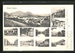 AK Baden-Baden, Generalansicht, Lichtenthaler Allee, Altes Schloss, Auf Der Schlossterrasse, Bahnhof, Trinkhalle  - Baden-Baden