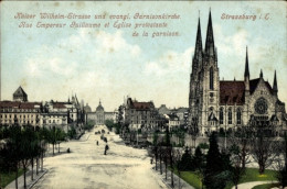 CPA Strasbourg Straßburg Elsass Bas Rhin, Kaiser Wilhelm-Straße, Evangelische Garnisonkirche - Sonstige & Ohne Zuordnung