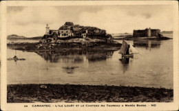 CPA Carantec Finistère, L'Ile Louet, Chateau Du Taureau A Maree Basse - Autres & Non Classés