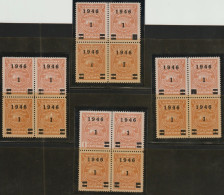 COSTA RICA - 1946 Revenue - 4 Blocks Of 4 - Each Block Different Error - #527 - Costa Rica