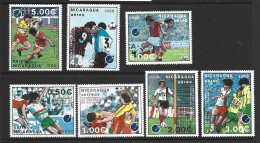 Nicaragua Soccer 1988 European Championships Set Of 7 MNH - Unused Stamps