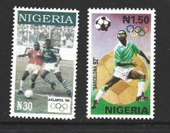 Nigeria Soccer At Olympic Games 1992 Barcelona & 1996 Atlanta Singles MNH - Unused Stamps