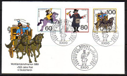 DEUTSCHLAND MI-NR. 1437-1439 FDC WOHLFAHRT 1989 POSTBEFÖRDERUNG KUTSCHE REITER - Otros & Sin Clasificación