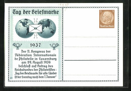 AK Tag Der Briefmarke 1937, Ganzsache  - Timbres (représentations)