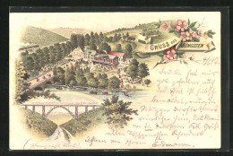 Lithographie Müngsten, Hohe Eisnebahnbrücke, Lokomotove  - Sonstige & Ohne Zuordnung