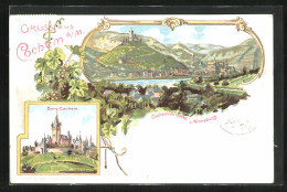 Lithographie Cochem A. M., Burg, Ortsansicht Mit Berglandschaft  - Cochem