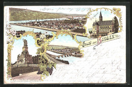 Lithographie Bingen A. Rhein, Rochuskapelle, Nationaldenkmal A. D. Niederwald  - Bingen