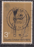 GB 1973 QE2 3p County Cricket Used SG 928 ( C1288 ) - Usados