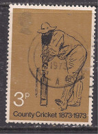 GB 1973 QE2 3p County Cricket Used SG 928 ( C1293 ) - Usados
