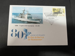 7-6-2024 (29) 80th Anniversary Of D-Day Landing & Battle Of Normandy (US Frigate Normandy CG-60) - Militaria