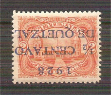 1928 GUATEMALA, OBSERVATORIO NACIONAL Sc. 230a. MNH Inverted Surcharged 1/2c. On 2p. - Guatemala