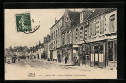 CPA Courtenay, Place Du Marche Et Rue Nationale  - Courtenay