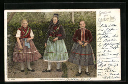 AK Oberhessener Mädchen Und Frauen Präsentieren Hessische Trachten  - Kostums