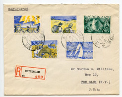 Netherlands 1949 Registered Cover; Rotterdam To The Glen, New York; Semi-Postals, Scott B194-B198 Cultural/Social - Cartas & Documentos