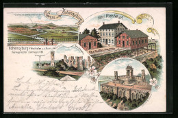 Lithographie Hohensyburg B. Westhofen A. D. Ruhr, Hôtel Rich. Wulf, Ruine Hohensyburg Mit Vincketurm Und Kriegerdenkm  - Autres & Non Classés