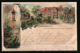 Lithographie Schmausenbuck Bei Nürnberg, Ortspartie, Aussichtsturm  - Nuernberg